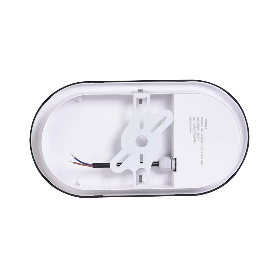 APLIQUE OVALADO LED REJILLA 20W LUZ AMARILLA LUMINIKA5