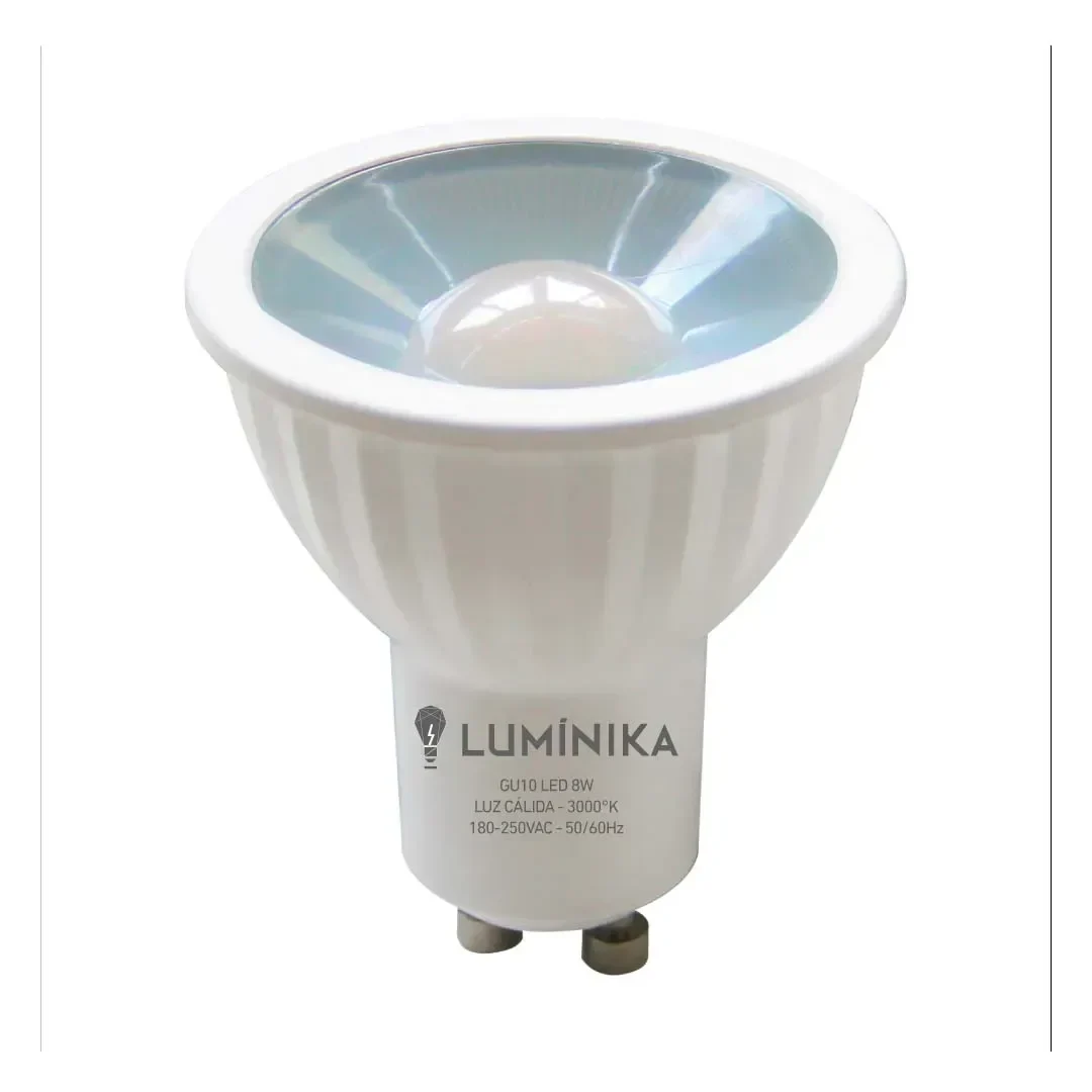 FOCO LED DICROICO GU10 LUZ CALIDA 8W POLICARBONATO/ALUMINIO LUMINIKA