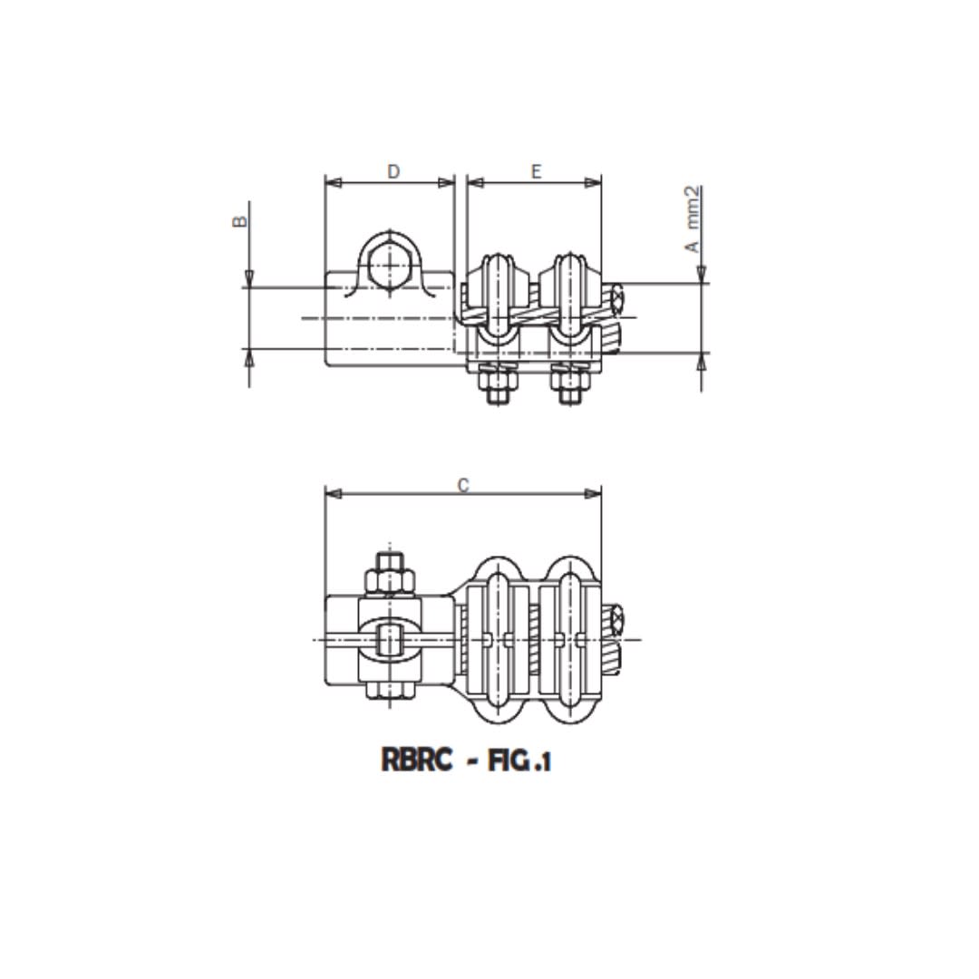 CONECTOR RECTO BORNA ROSCADA CU A CABLE CU Ø:180-250MM RBRC-M20250 ARAGCU AS1