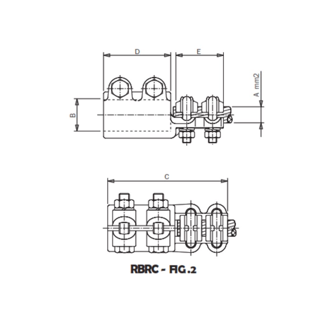 CONECTOR RECTO BORNA ROSCADA CU A CABLE CU Ø:180-250MM RBRC-M30250 ARAGCU AS1