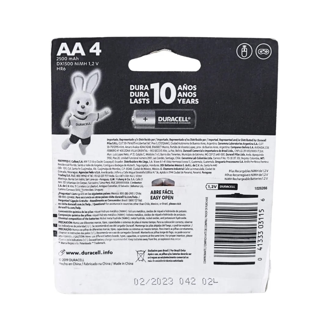PILA RECARGABLE AAX4U DURACELL2