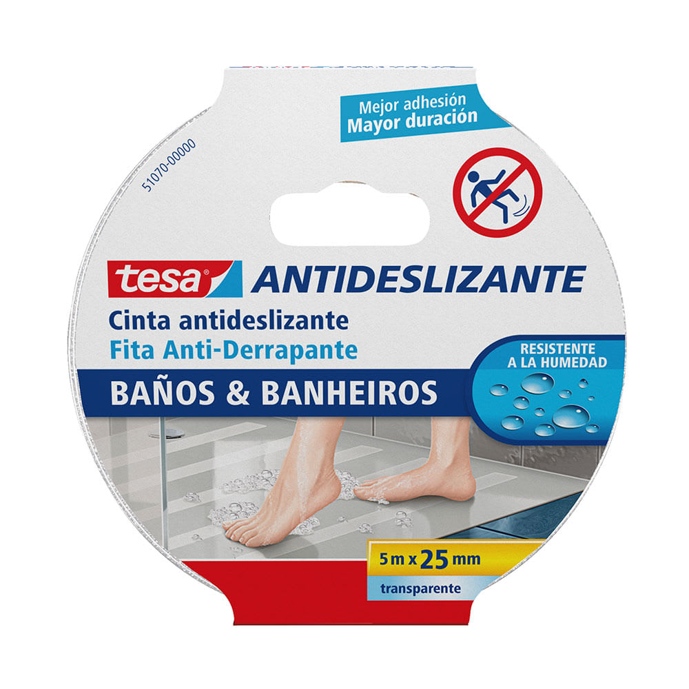 CINTA ANTIDESLIZANTE BAÑOS 5M X 25MM TESA1