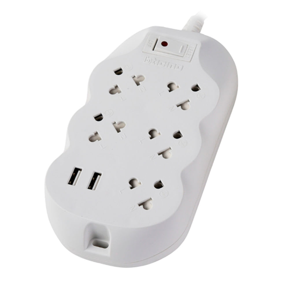 EXTENSION 5 TOMAS UNIVERSAL + TIERRA 2 USB BTICINO