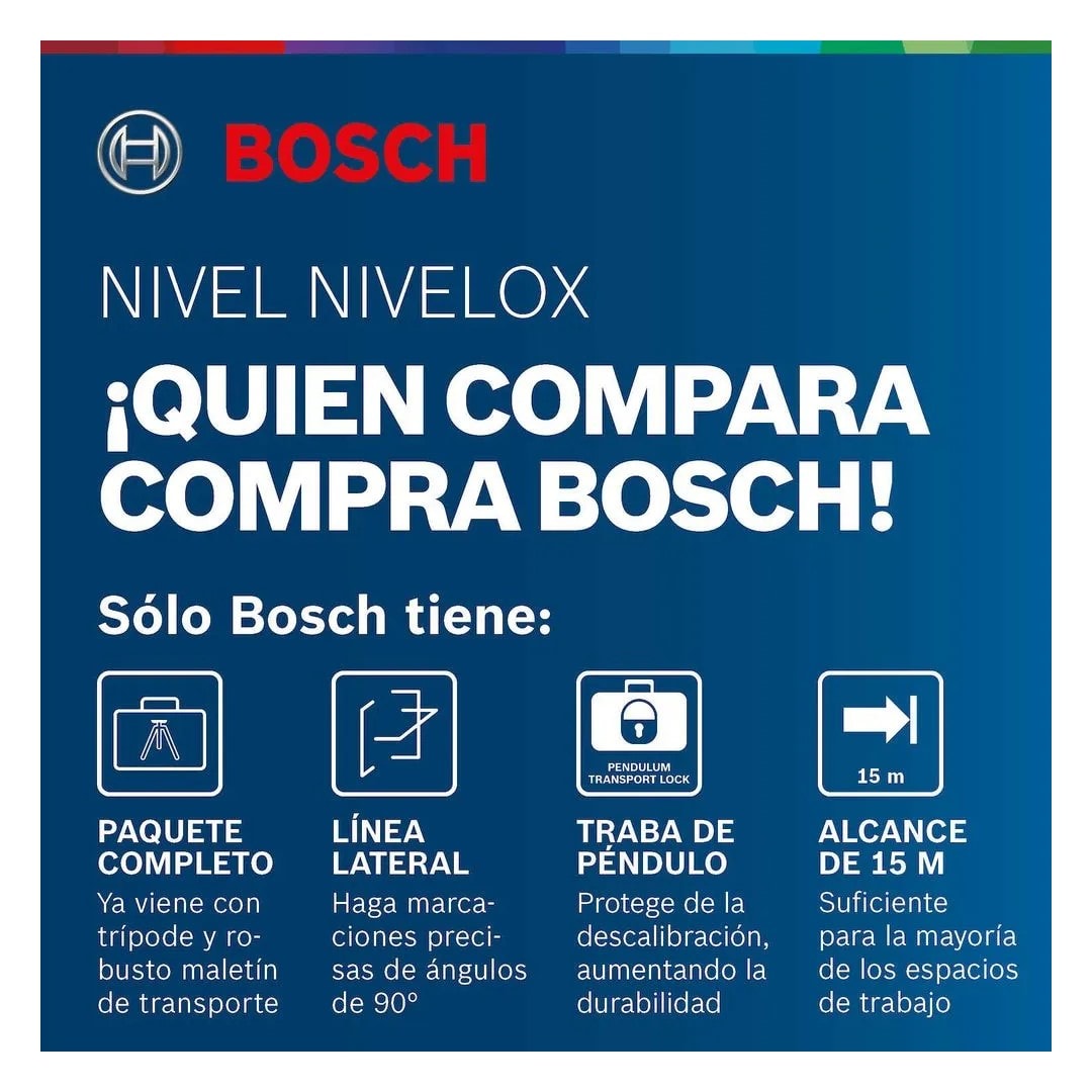 NIVEL LASER ROJO NIVELOX 15 METROS CON TRIPODE Y MALETIN BOSCH9