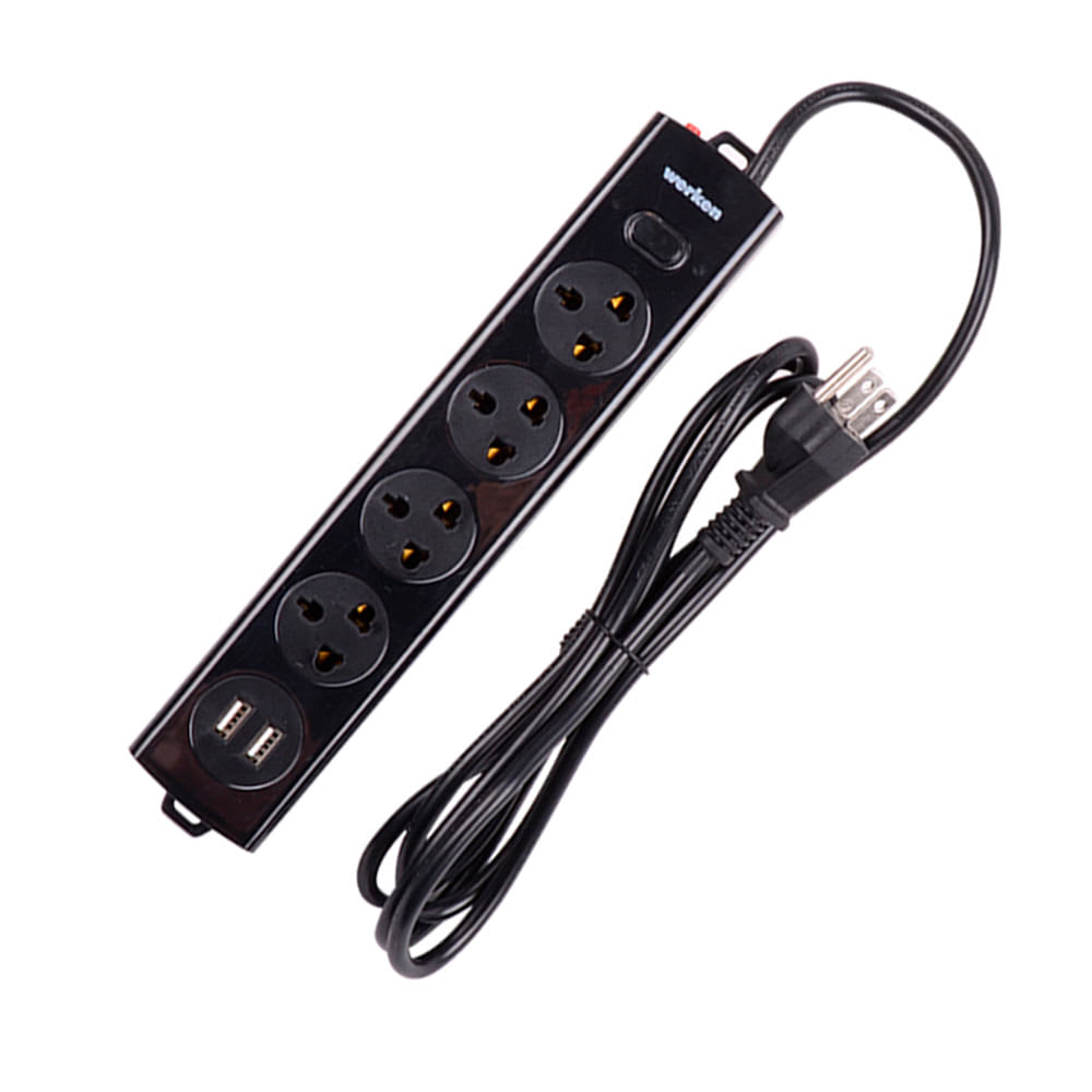 EXTENSION 4 TOMAS 2 PUERTOS USB 2M WERKEN