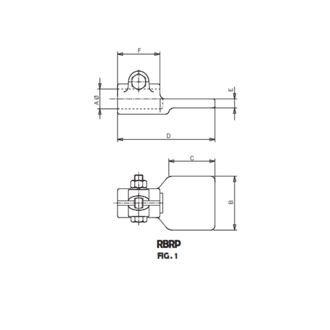 CONECTOR RECTO UNION BORNA ROSCADA A PLETINA CU Ø:M-12/50MM RBRP-M1233 ARAGCU AS