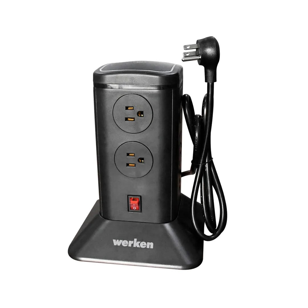 TORRE SUPRESOR DE PICOS 8 TOMAS 6 USB NEGRA WERKEN4