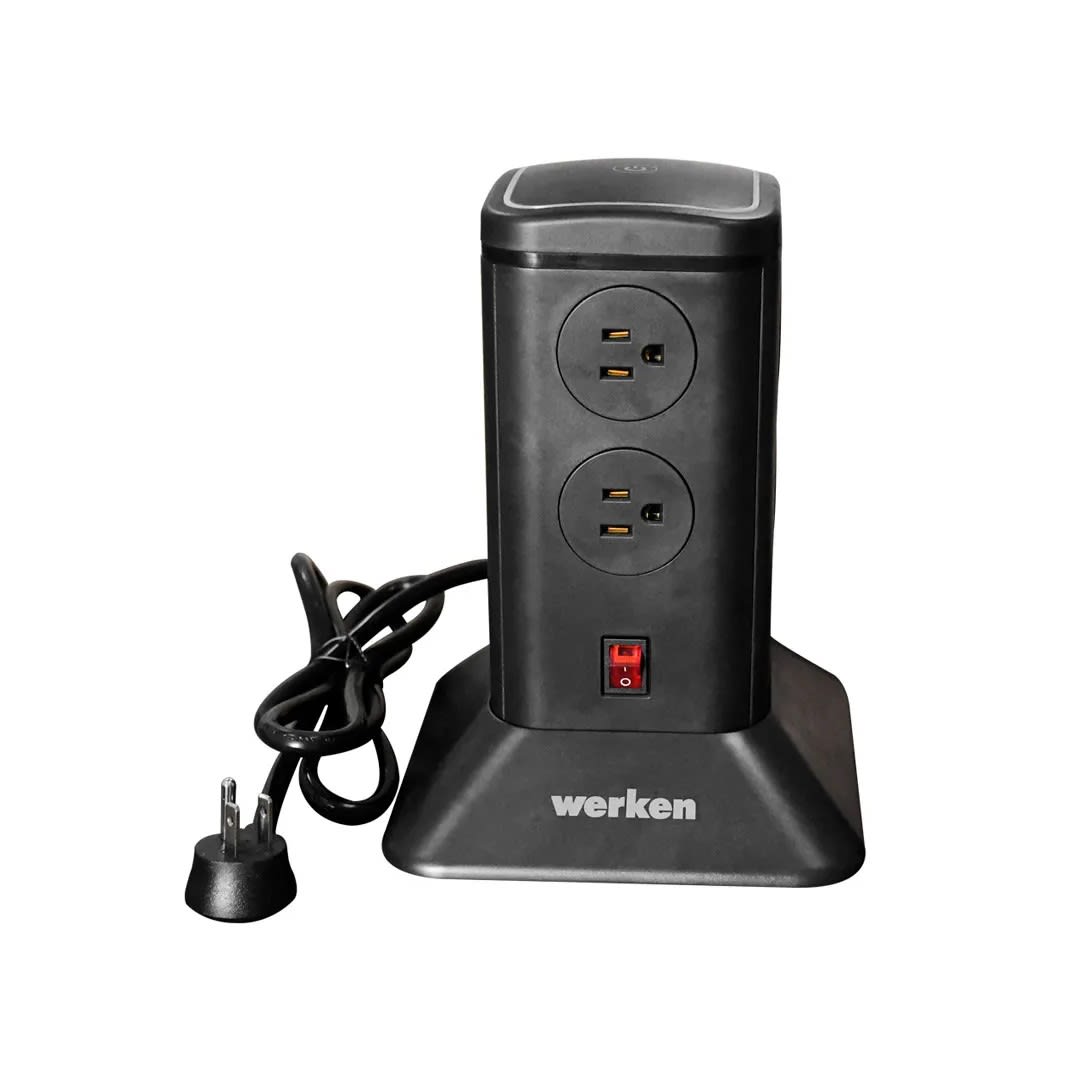 TORRE SUPRESOR DE PICOS 8 TOMAS 6 USB NEGRA WERKEN5