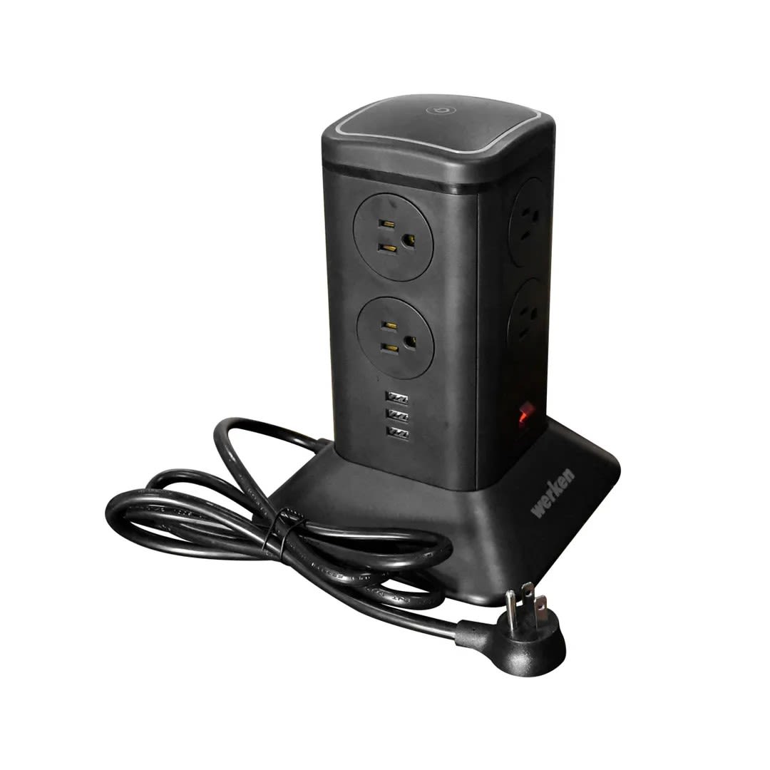 TORRE SUPRESOR DE PICOS 8 TOMAS 6 USB NEGRA WERKEN7