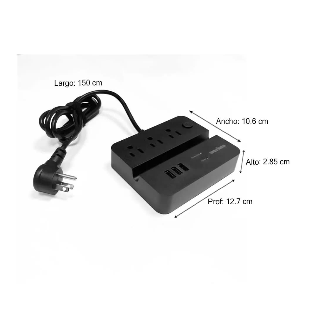 SUPRESOR DE PICOS CUBE 3 TOMAS 3 USB WERKEN4