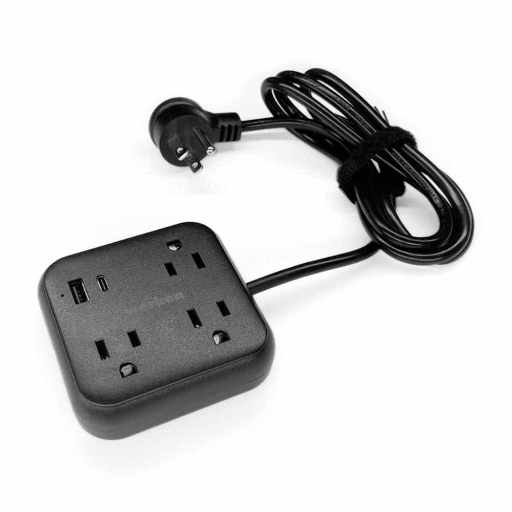 EXTENSION CUADRO 3 TOMAS 1 USB 1 TIPO C NEGRA WERKEN