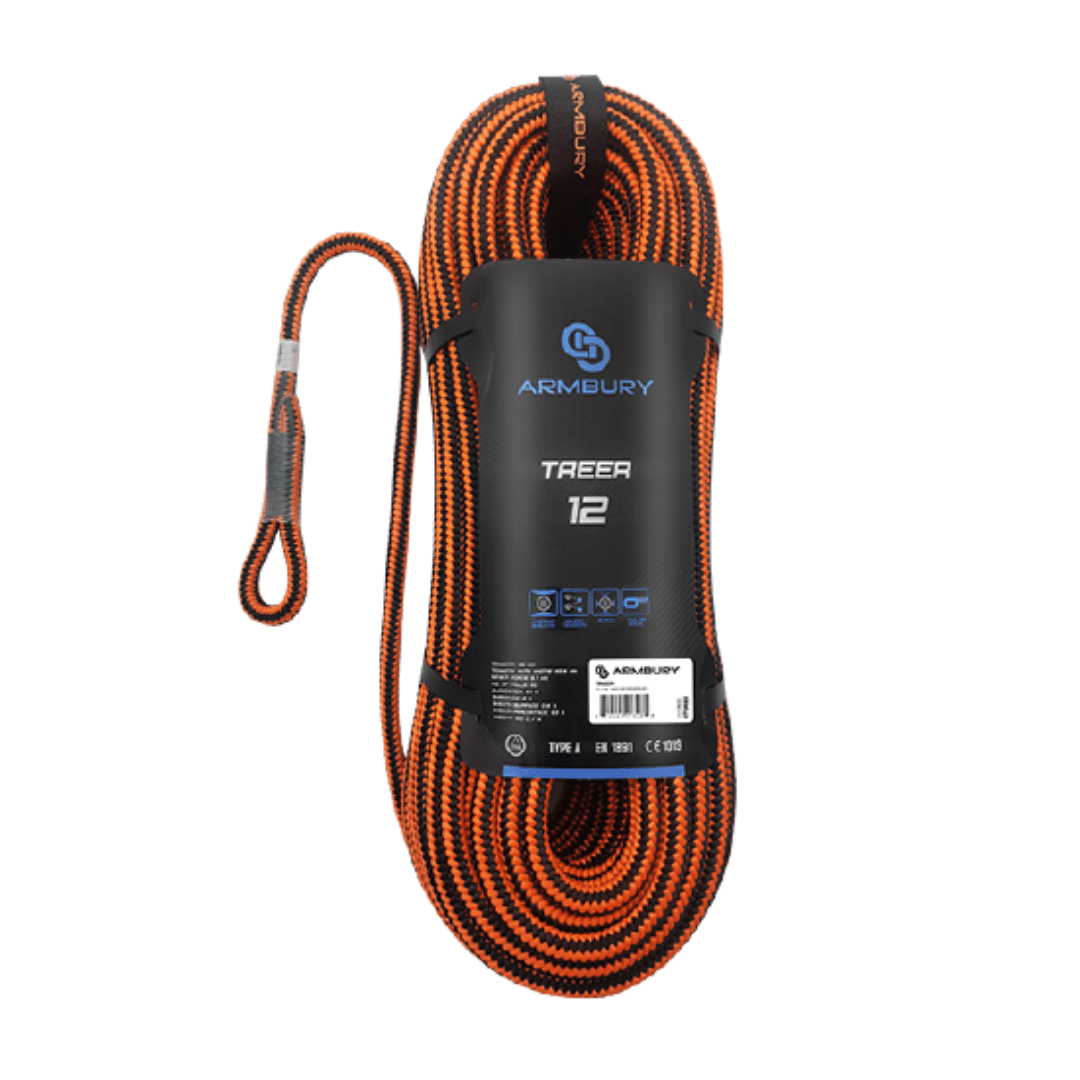 CUERDA SEMI ESTATICA 12MM X 60M NARANJA NEGRO ARBORISMO (TERMINAL TEJIDO MANUAL) 36 kN CE EN1891 TREER 12 4112693 ARMBURY1
