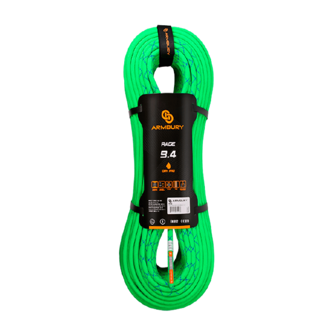 CUERDA DINAMICA 9.4MM X 60M VERDE NEON AZUL 8.9 kN CE EN 892 RAGE 9.4 4111445 ARMBURY1