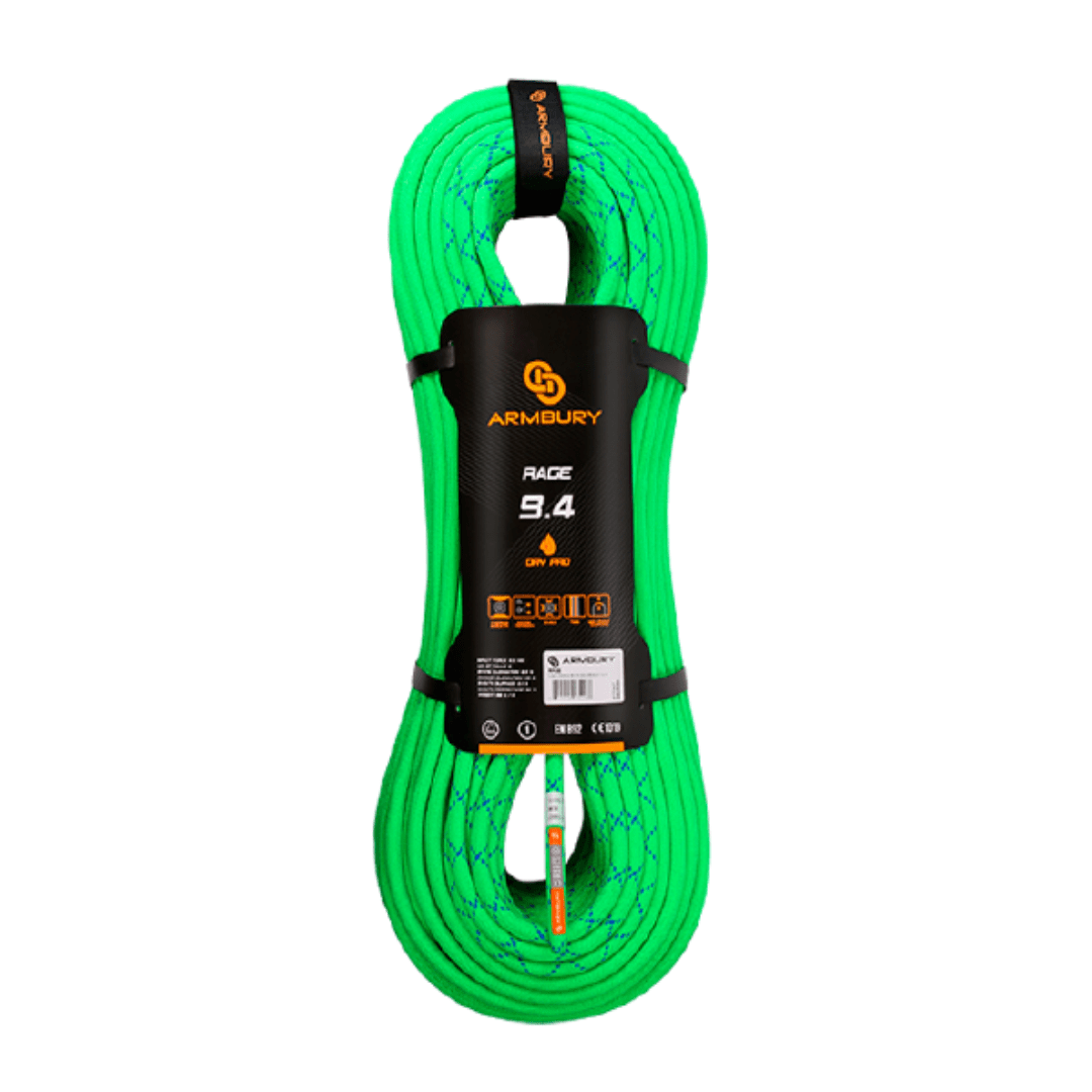 CUERDA DINAMICA 9.4MM X 80M VERDE NEON AZUL 8.9 kN CE EN 892 RAGE 9.4 4111447 ARMBURY