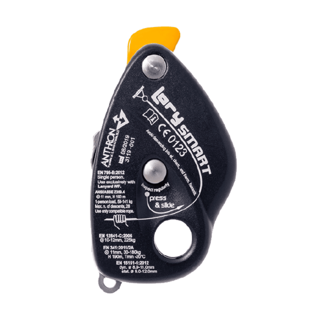 DESCENSOR ASEGURADOR ALUMINIO NEGRO 225KG CE EN 12841 EN 341 EN 15151 EN 795 LORY SMART 5152211 ARMBURY