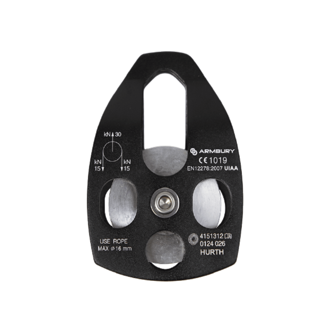 POLEA SIMPLE MOVIL REFORZADA ALUMINIO 16MM NEGRO 30 kN CE EN 12278 HURTH MOBILE BLACK 4151312 ARMBURY