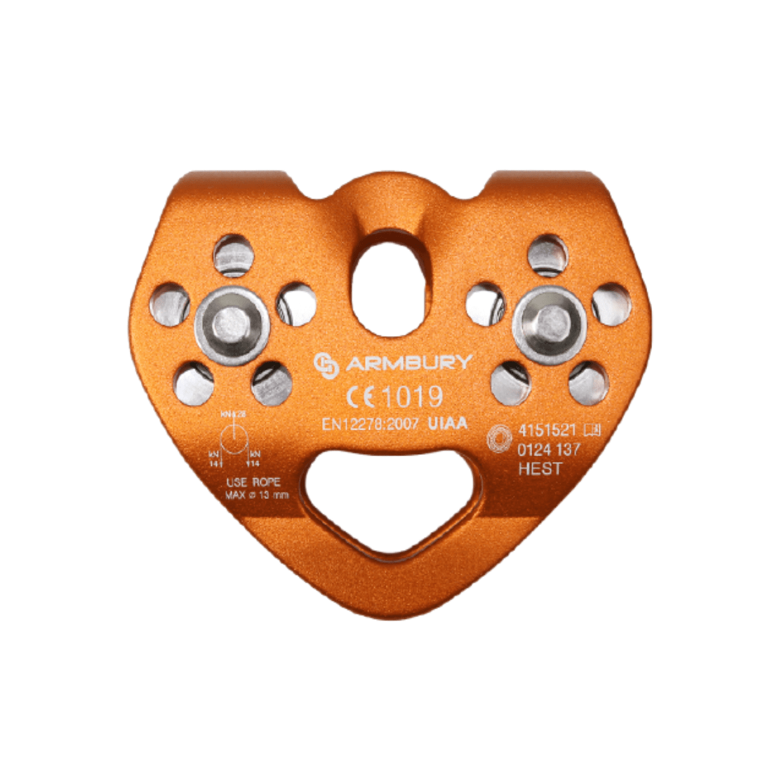 POLEA DOBLE MOVIL REFORZADA CON RODAJE ALUMINIO 13MM NARANJA CANOPY TIROLESA 28 kN CE EN 12278 HEST MOBILE ORANGE 4151521 ARMBURY1