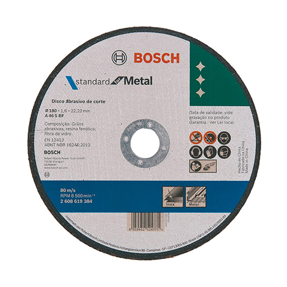 DISCO DE CORTE STANDARD 180X1,6MM BOSCH