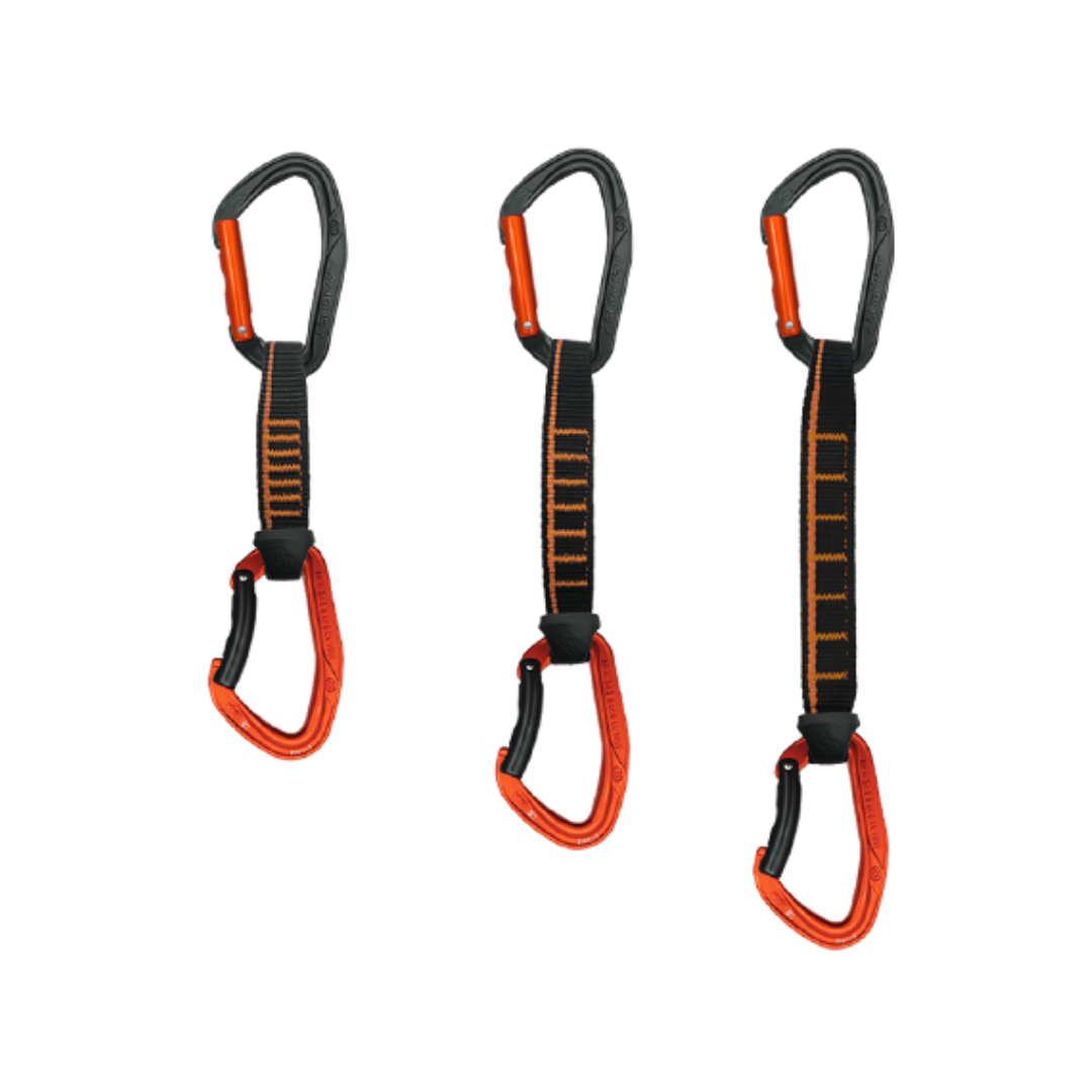 CINTA EXPRES MOSQUETON ERGONOMICO DUO ALUMINIO 11CM NEGRO NARANJA SEGURO AUTOMATICO MIX RECTO + CURVO 24 kN CE EN 12275 EN 566 ACE QD PA16/25 4141111 ARMBURY