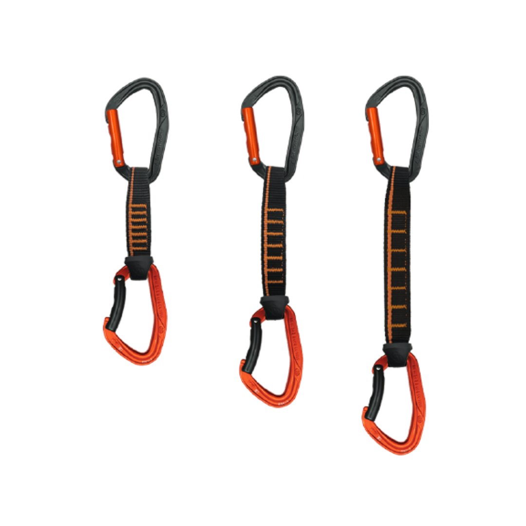 CINTA EXPRES MOSQUETON ERGONOMICO DUO ALUMINIO 16CM NEGRO NARANJA SEGURO AUTOMATICO MIX RECTO + CURVO 24 kN CE EN 12275 EN 566 ACE QD PA16/25 4141121 ARMBURY1