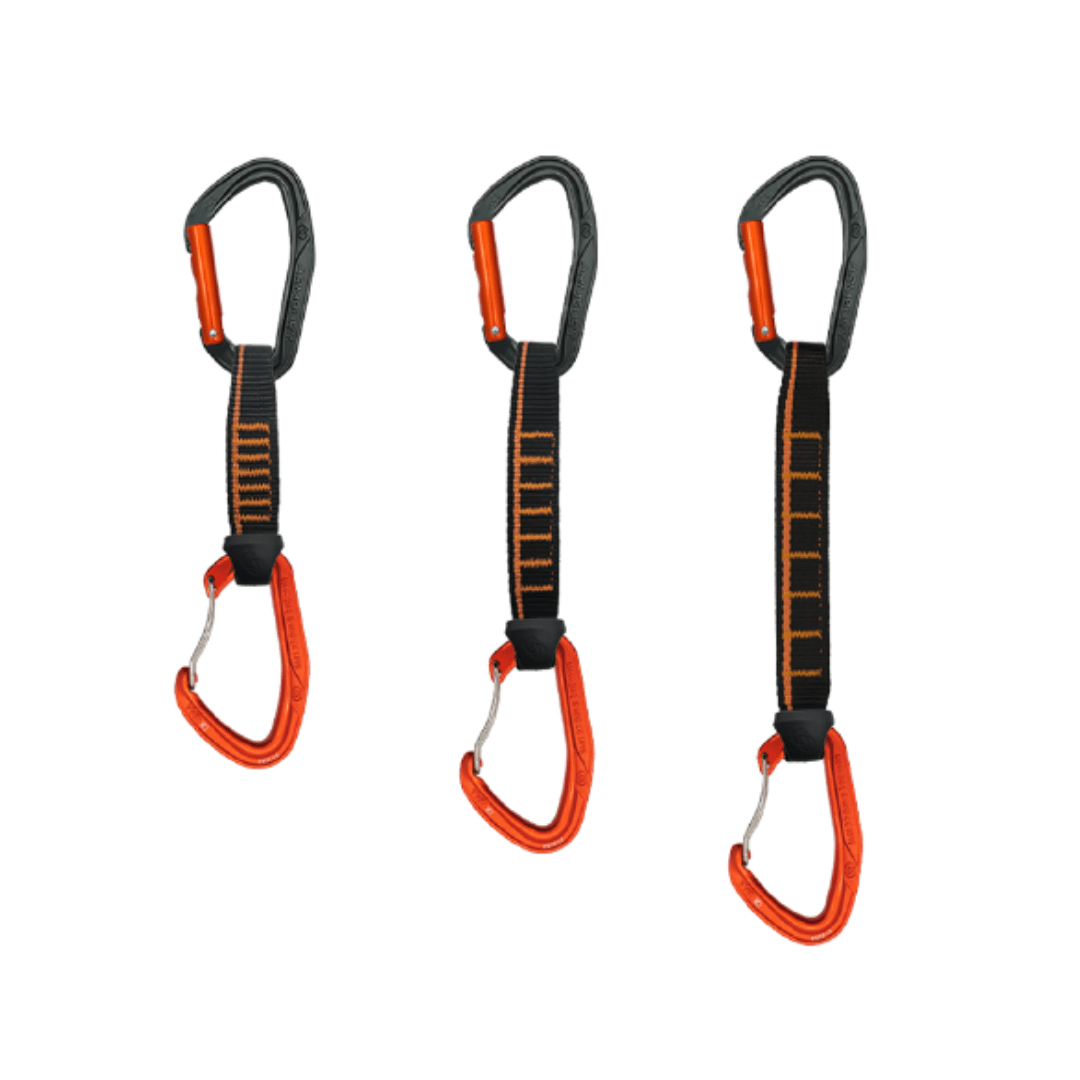 CINTA EXPRES MOSQUETON ERGONOMICO MIX ALUMINIO 16CM NEGRO NARANJA SEGURO AUTOMATICO MIX RECTO + SIMPLE 24 kN CE EN 12275 EN 566 ACE QD PA16/25 MIX 4141221 ARMBURY