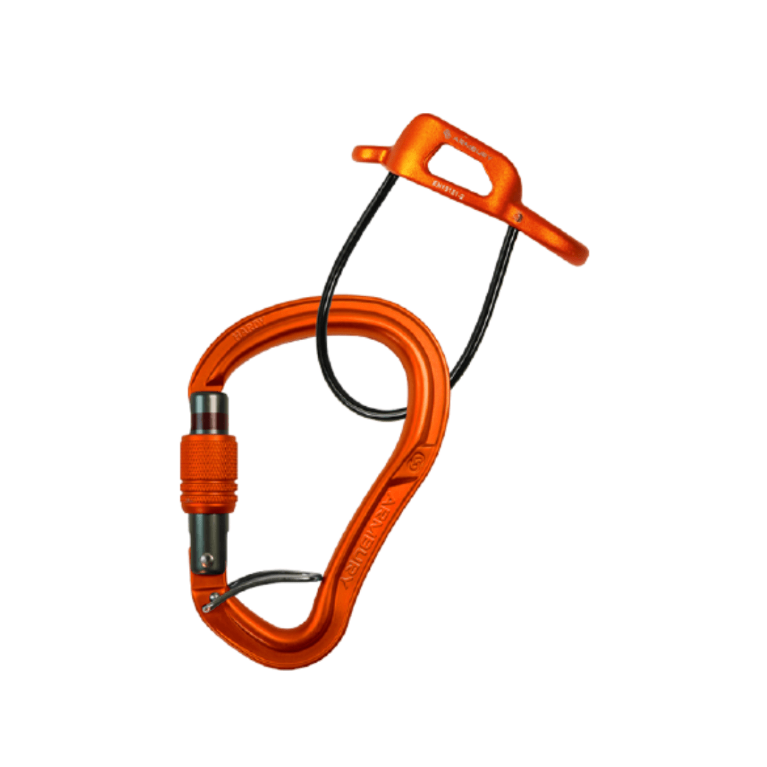 SET DE ASEGURAMIENTO + MOSQUETON ALUMINIO NARANJA SEGURO CON ROSCA EN 15151 2 ZAN SET 4153461 ARMBURY1