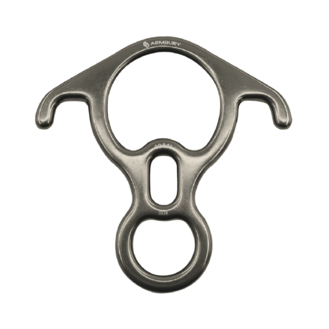 DESCENSOR TIPO OCHO CON OREJAS ALUMINIO GRIS 40 kN EN 15151 2 FIGURE 8 RES 4153252 ARMBURY
