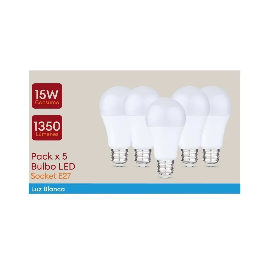 FOCO LED E27 15W LUZ FRIA X 5 UNIDADES ORANGE7