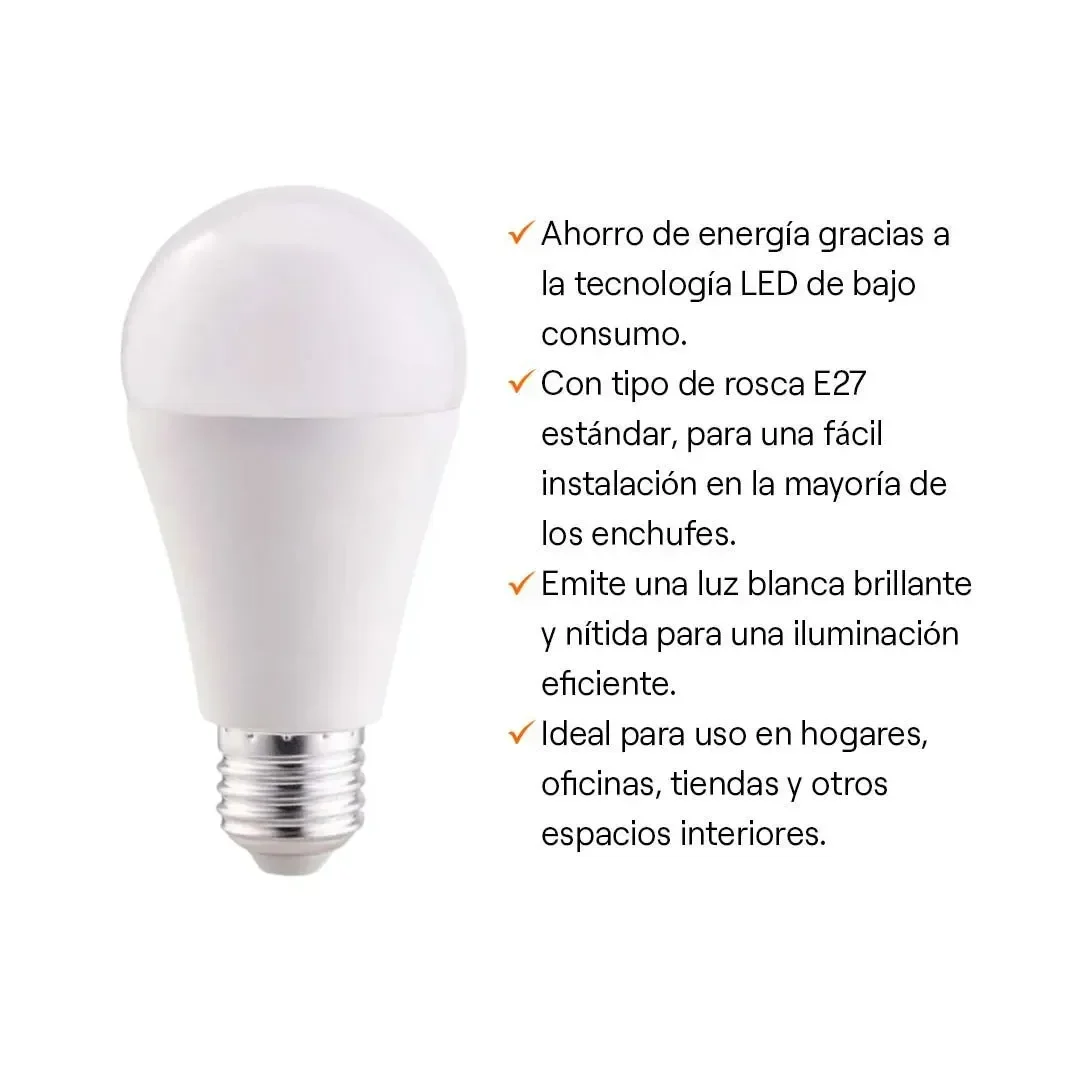 FOCO LED E27 15W LUZ FRIA X 5 UNIDADES ORANGE10