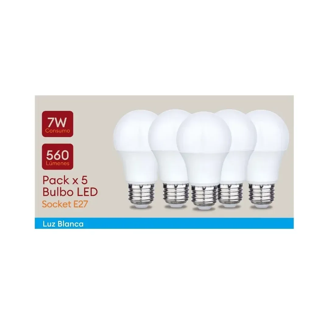 FOCO LED E27 7W LUZ FRIA X 5 UNIDADES ORANGE6