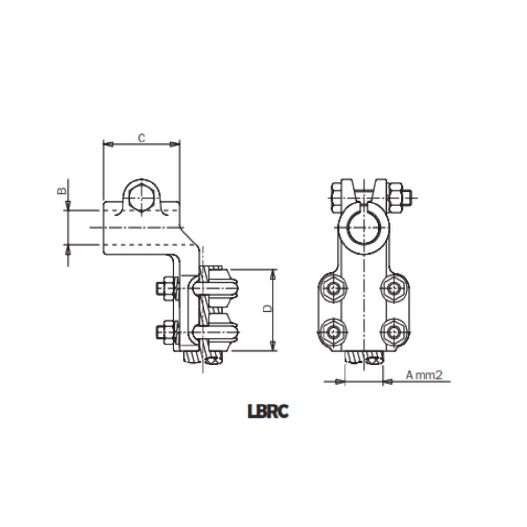 CONECTOR ACODADO BORNA ROSCADA CU A CABLE CU Ø:500MM LBRC-M16500 ARAGCU AS