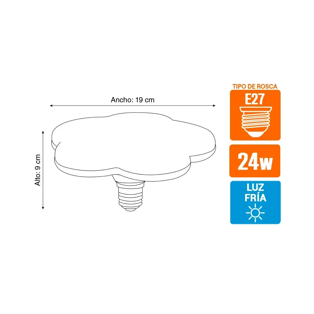 FOCO LED UFO FLORAL E27 24W 19CM LUZ FRIA LIGHTECH2