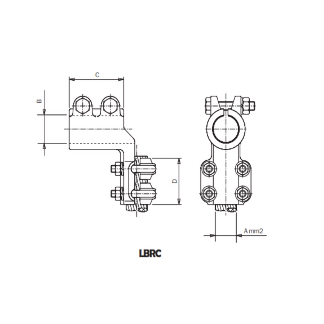 CONECTOR ACODADO BORNA ROSCADA CU A CABLE CU Ø:180-250MM LBRC-M30250 ARAGCU AS1
