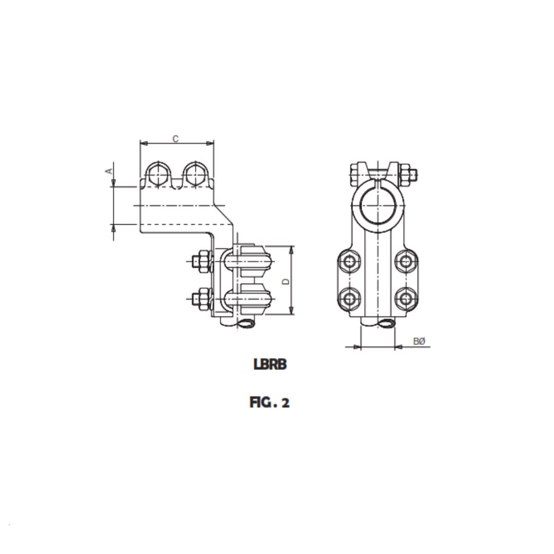 CONECTOR ACODADO BORNA ROSCADA CU A TUBO DE CU Ø:M-30/30MM LBRB-M3030 ARAGCU AS