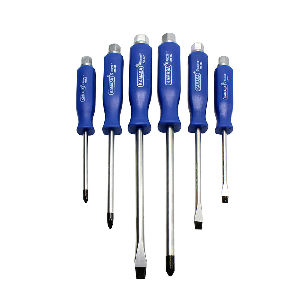 JUEGO DESARMADOR GOLPE MANGO 6 PIEZAS KAMASA1