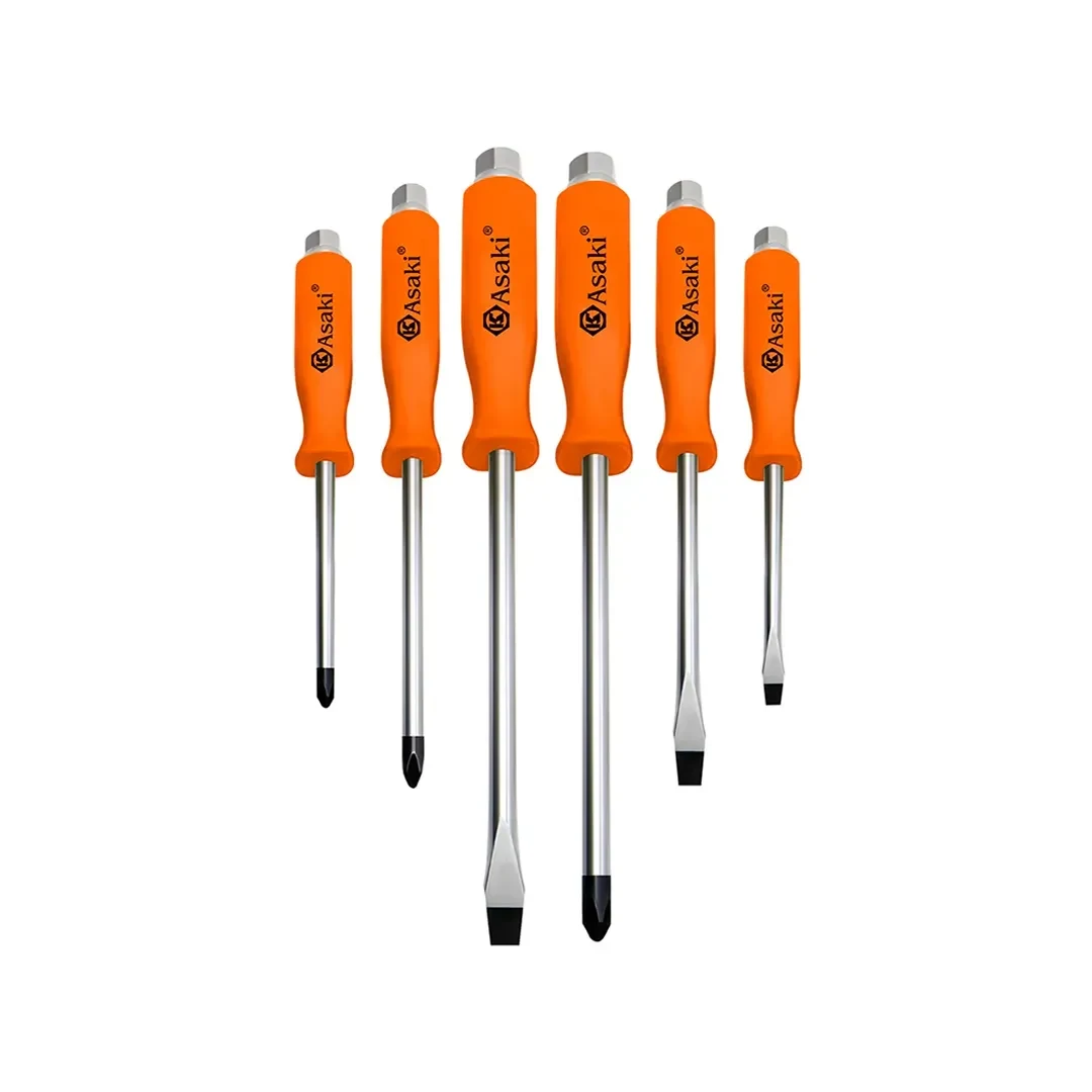 JUEGO DESARMADOR 6 PIEZAS DE ACERO CROMADO KAMASA1