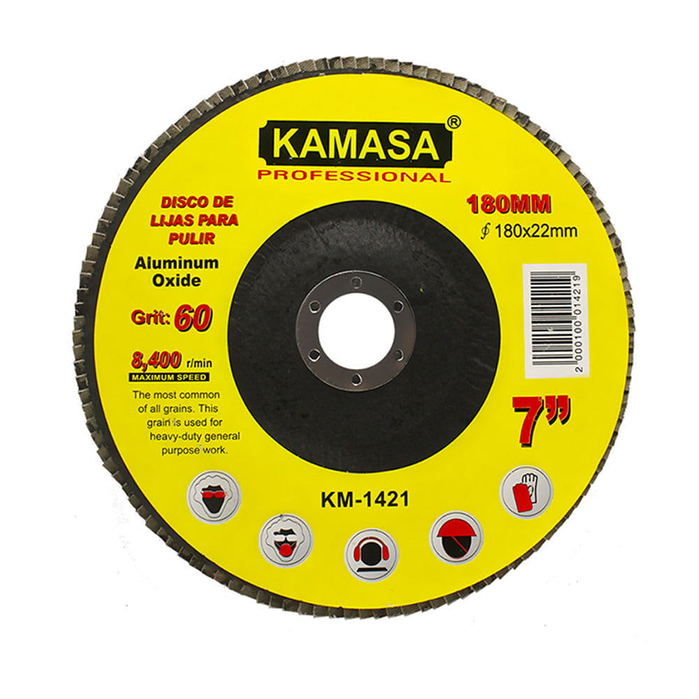 DISCO LIJA PARA PULIR P60 180MM X 22.23 KAMASA1