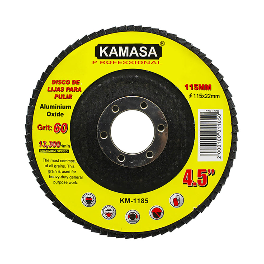 DISCO LIJA PULIR OXIDO ALUMINIO P60 115MM X 22.23 KAMASA1