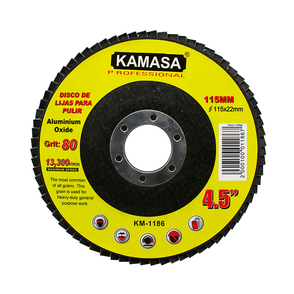 DISCO DE LIJA 115 X 22.23MM P80 KAMASA1