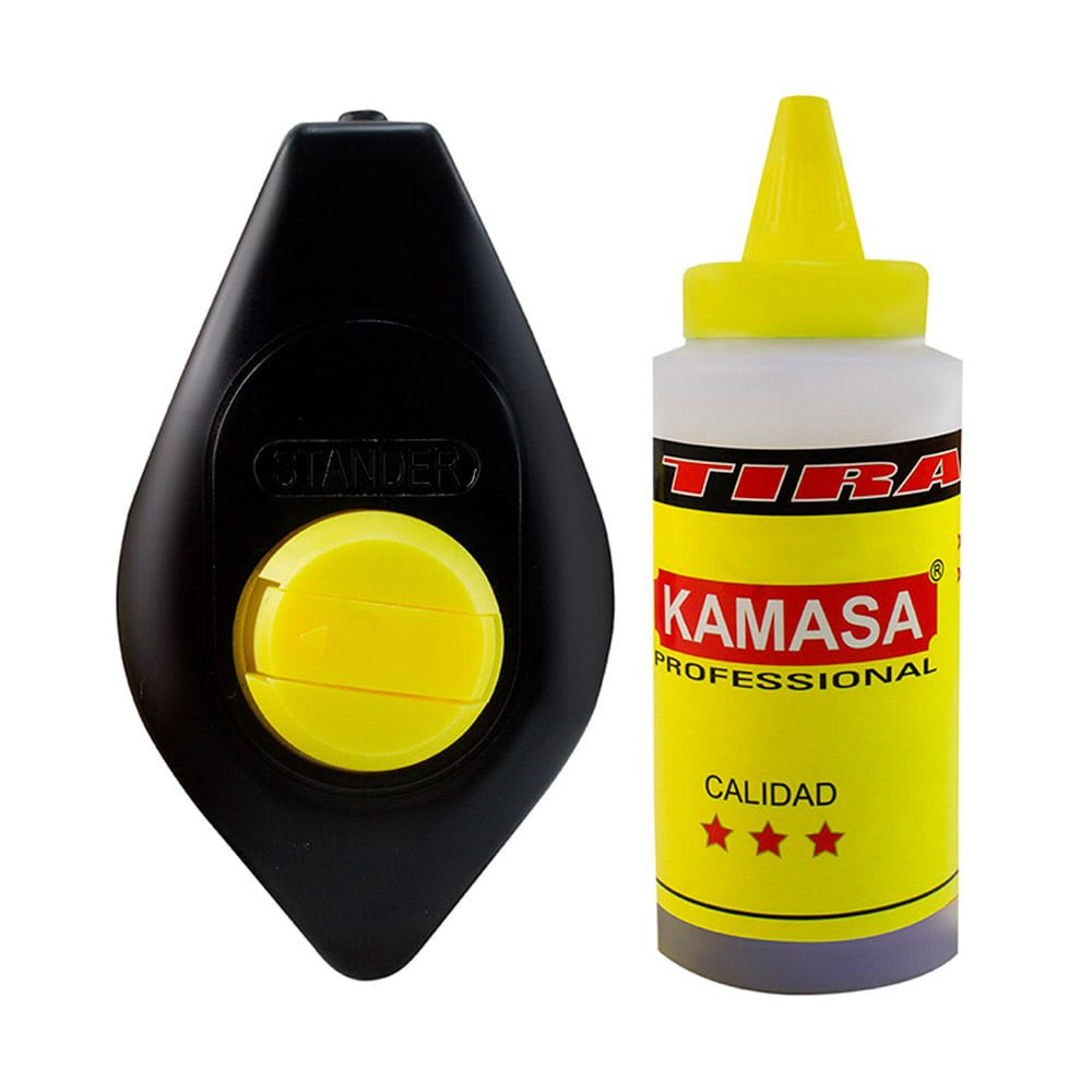 TIRALINEA PVC DE 15M CON NIVEL AMARILLO KAMASA