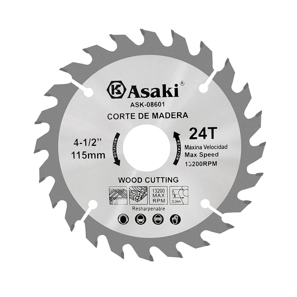 DISCO DE SIERRA 41/2''X24T ACERO PLATA KAMASA