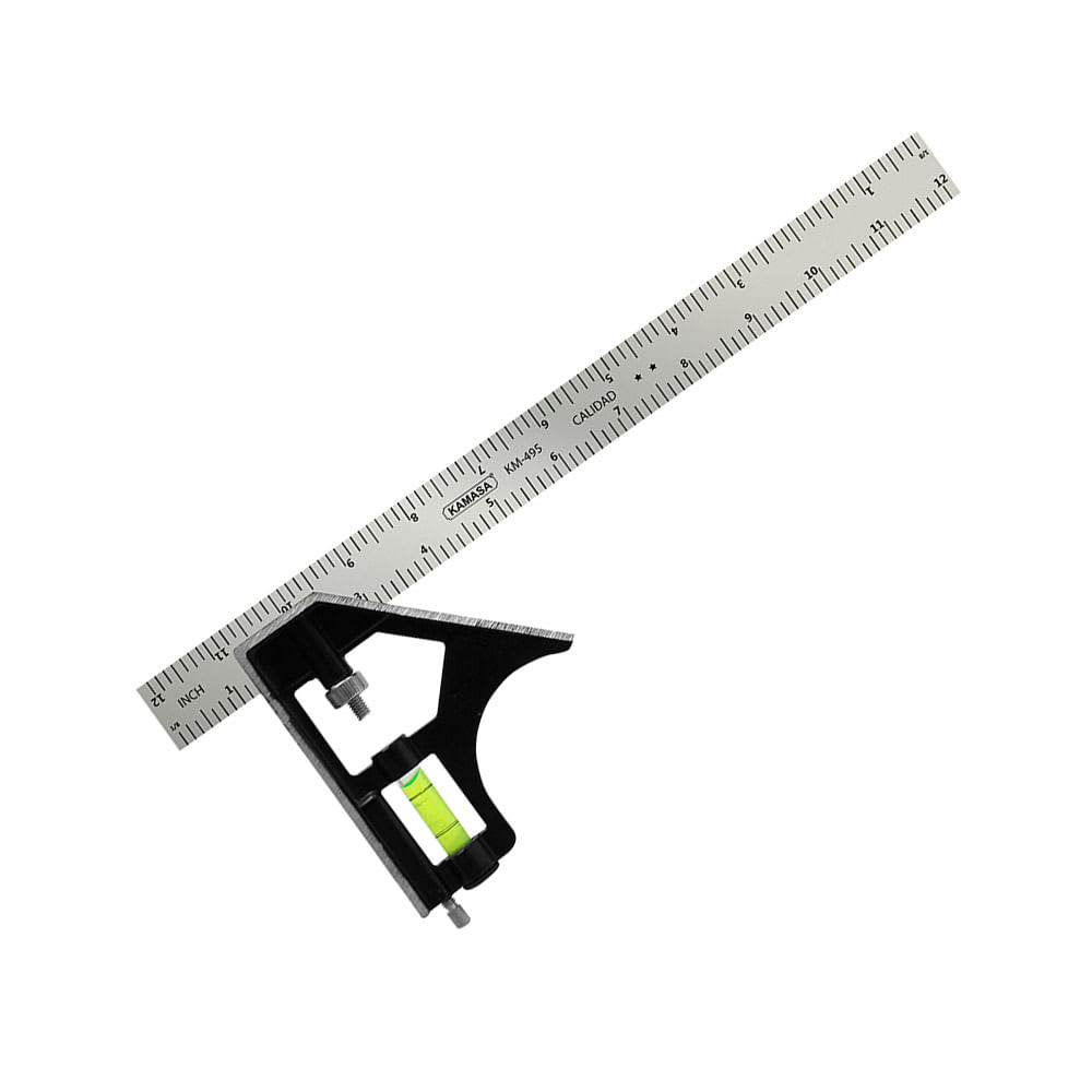 ESCUADRA DE ACERO 12'' PLATA FLEXIBLE PARA MEDICION Y MARCADO KAMASA