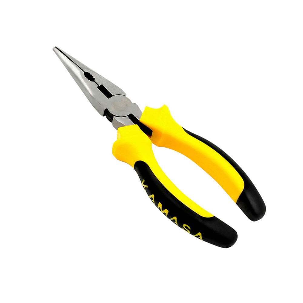 ALICATE DE ACERO CROMADO CON PUNTA LARGA AMARILLO KAMASA