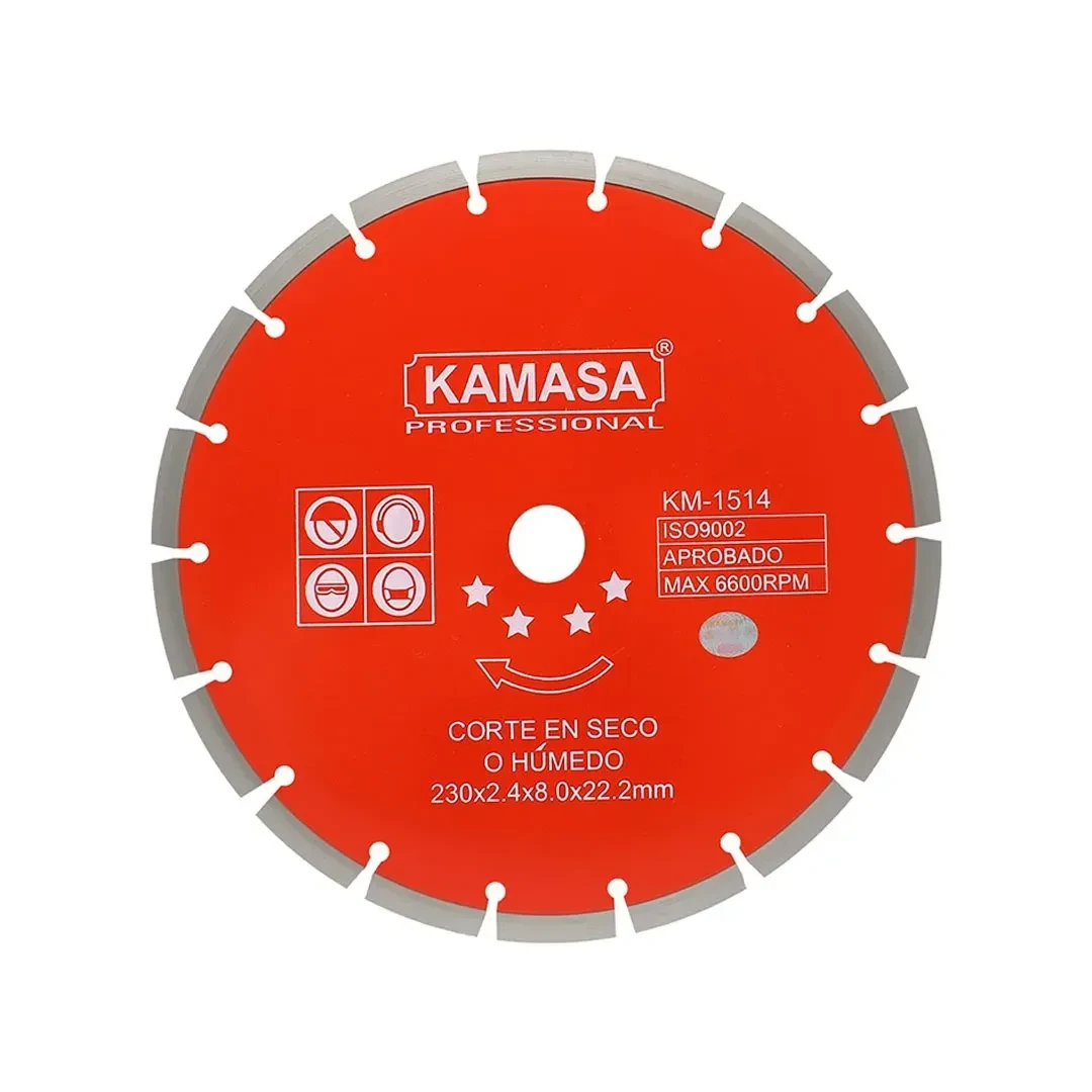 DISCO DIAMANTADO 230 PARA CORTE EN CONCRETO Y PIEDRA KAMASA