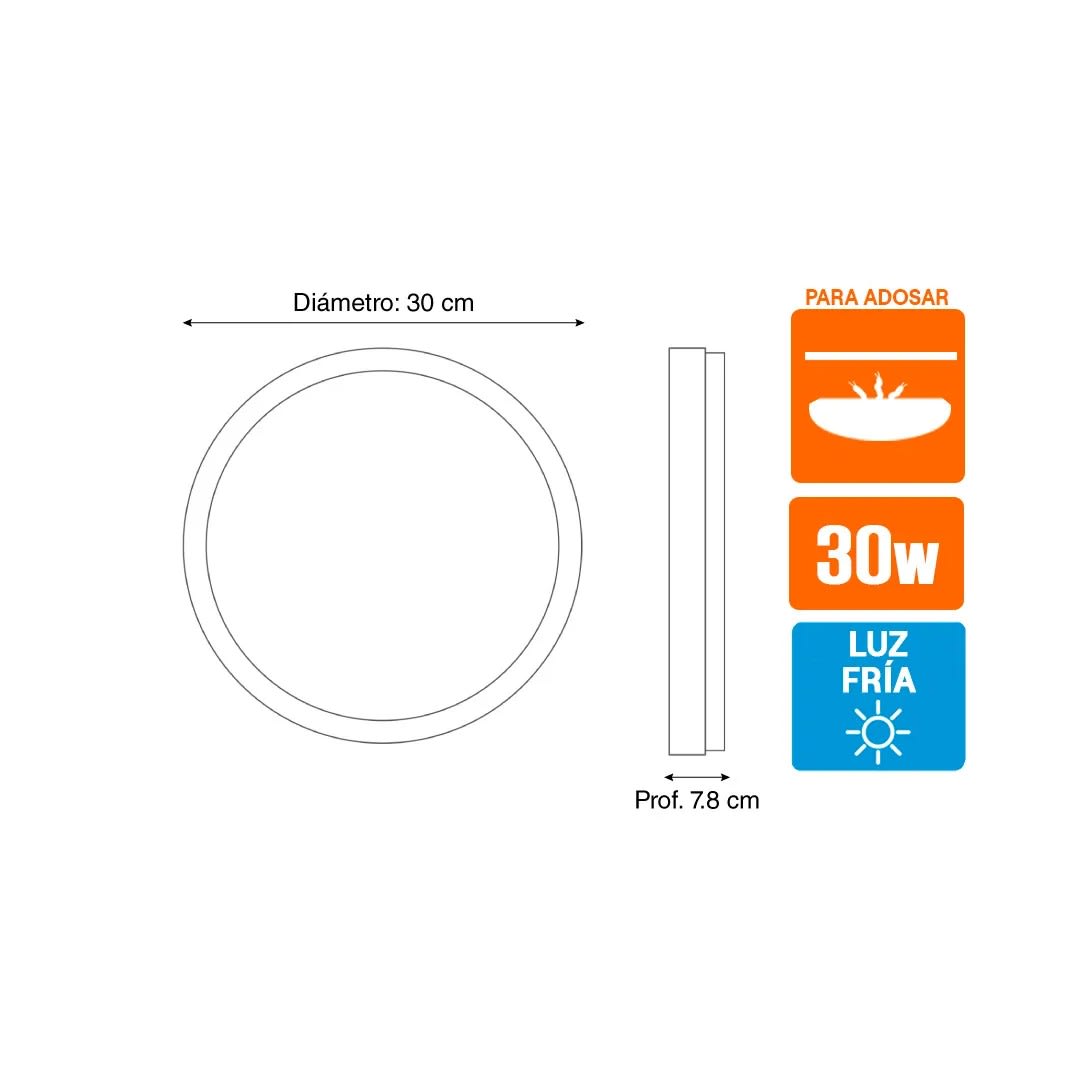 PLAFON LED 30W IP65 SILVER 30CM 3CCT LIGHTECH2