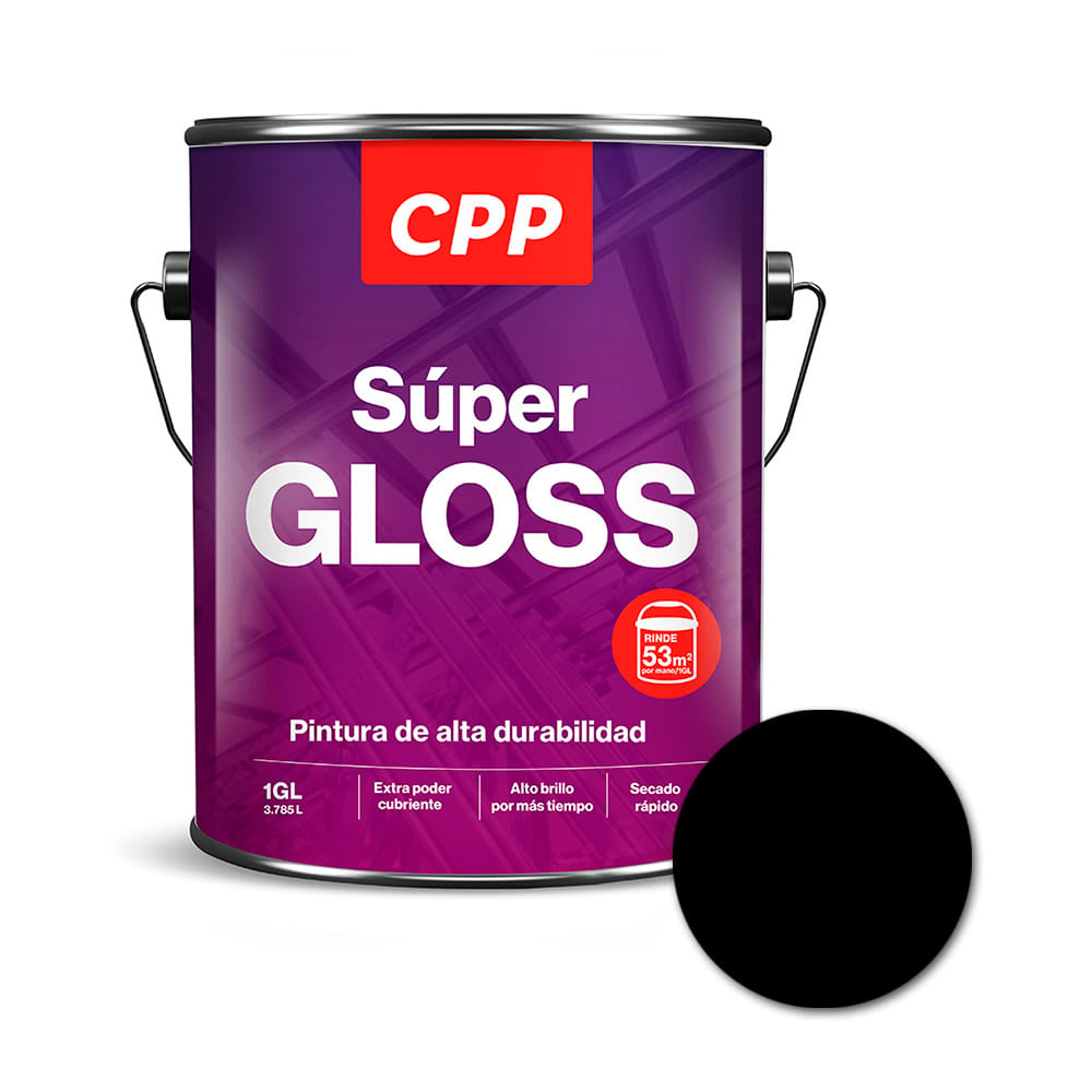 ESMALTE SUPER GLOSS NEGRO BRILLANTE DE 1 GALON CPP