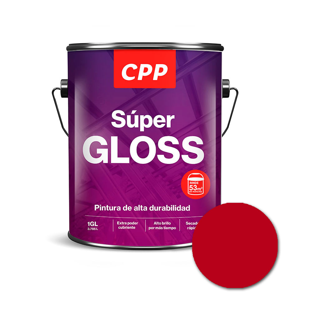 ESMALTE SUPER GLOSS BRILLANTE ROJO 1 GAL CPP