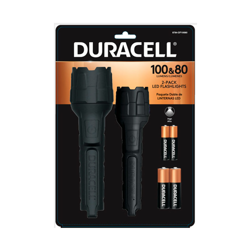 KIT LINTERNA RUBBER 80 LÚMENES + 100 LÚMENES DURACELL CON PILAS DURACELL