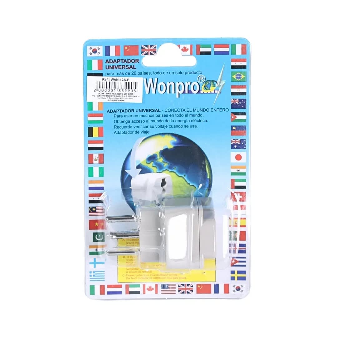 ADAPTADOR UNIVERSAL 3 LINEA 10A-250V WONPRO1