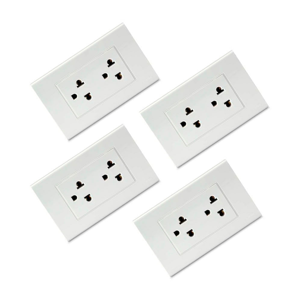 TOMACORRIENTE DOBLE UNIVERSAL CLASSIC PACK X4 ORANGE